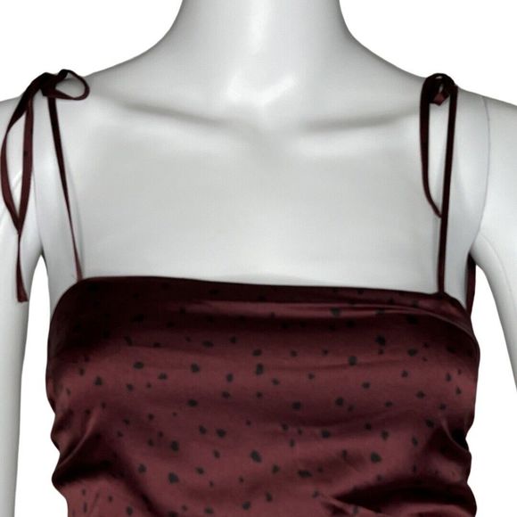 Abercrombie & Fitch Shirt Womens Small Brown Black Polka Dot Crop Top Festival - Picture 5 of 7